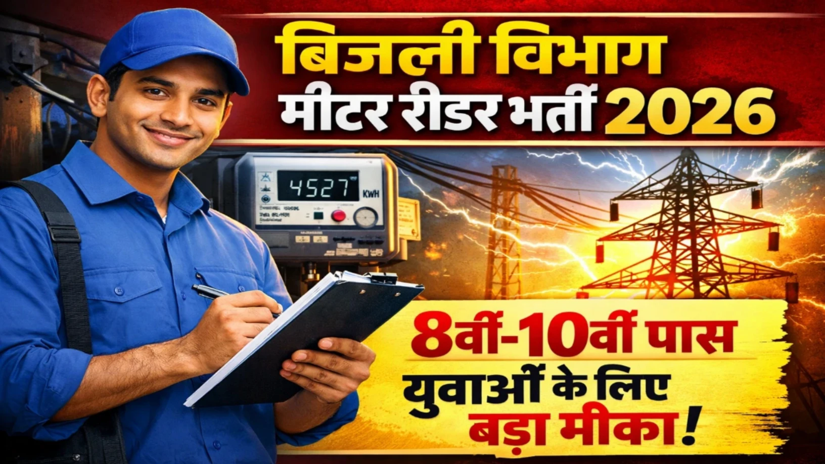 Electricity metre reader vacancy 2026: बिजली विभाग में 8वीं पास वालों के लिए हजारों वेकेंसी 