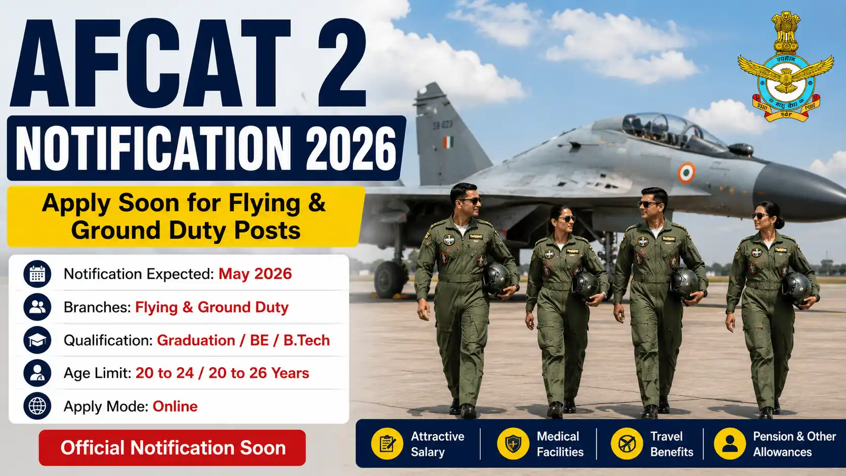 AFCAT 2 Notification 2026: Registration Likely to Begin Soon for Flying and Ground Duty Posts